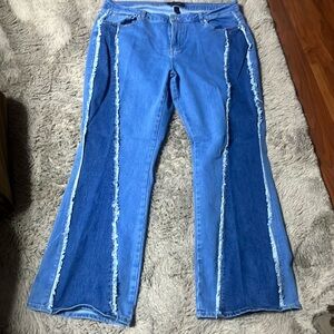 Ashley Stewart two-tone flare jeans